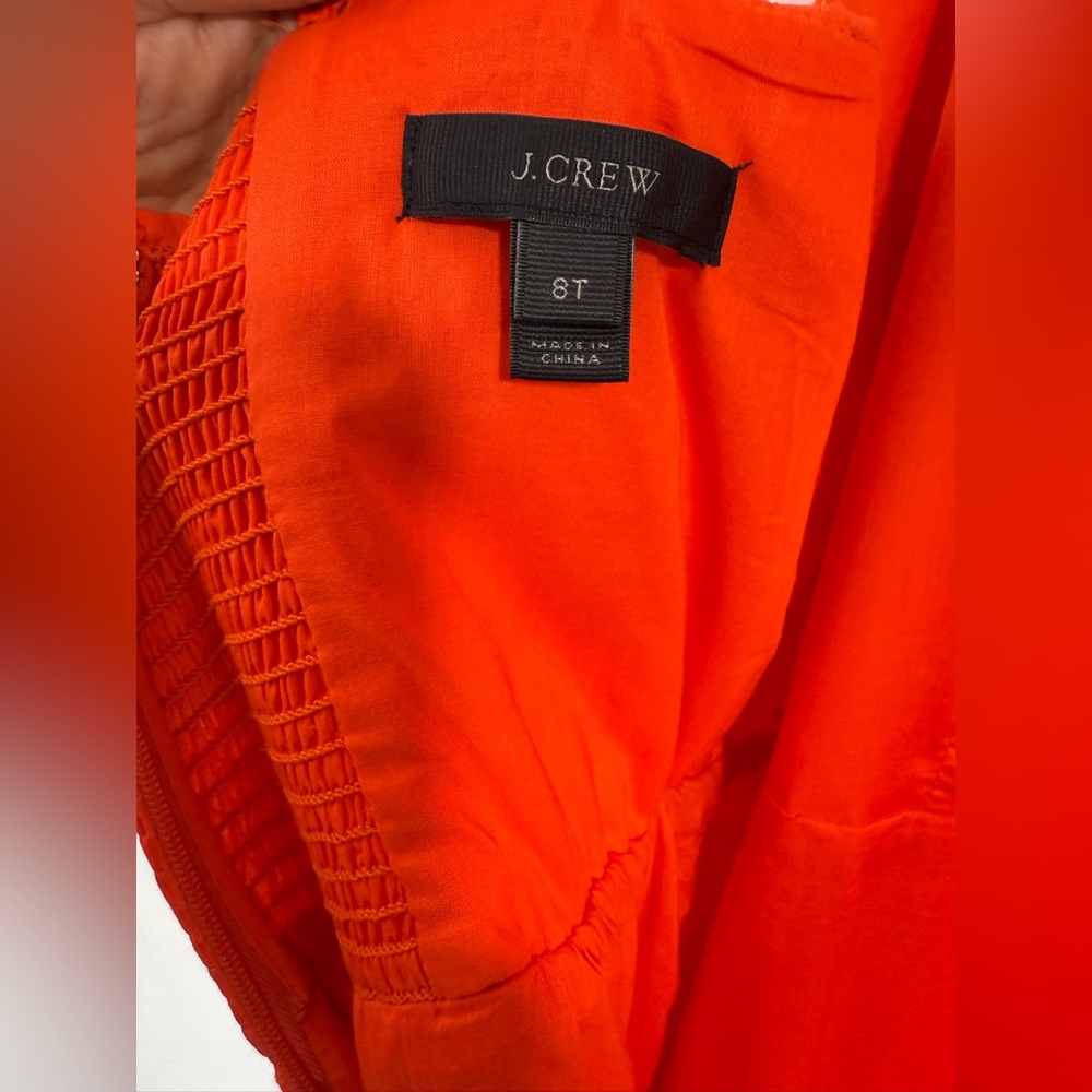 J. Crew Women’s Orange Eyelet Ruffle Midi Dress Size 8 Tall Sleeveless Summer - Picture 10 of 12